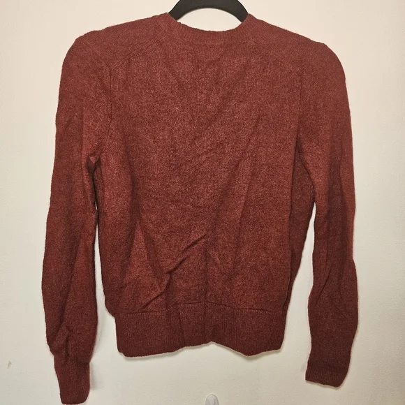 VGUC Madewell Wrap-Front Pullover Sweater in Coziest Yarn Xsmall Heather Scarlet - Picture 6 of 12